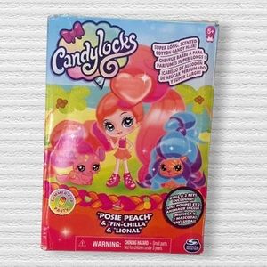 SOLD ~ CANDYLOCKS Posie Peach Doll & 2 Pets 3-Pack Set Scented Toy New